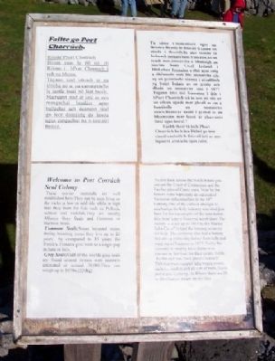 Welcome to Port Corrúch Seal Colony / Failte go Port Corrúch Marker. Click for full size. Welcome to Port Corrúch Seal Colony / Failte go Port Corrúch Marker image. Click for full size.