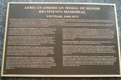African American Medal of Honor Recipients Memorial, Marker Panel 12: image. Click for full size.