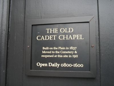 The Old Cadet Chapel Marker. Click for full size. The Old Cadet Chapel Marker image. Click for full size.