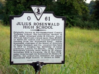 Julius Rosenwald High School Marker. Click for full size. Julius Rosenwald High School Marker image. Click for full size.