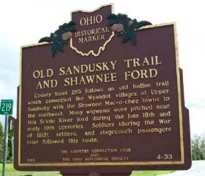 Old Sandusky Trail and Shawnee Ford Marker image. Click for full size.