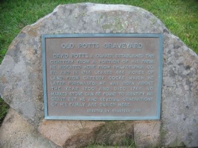Old Potts Graveyard Marker. Click for full size. Old Potts Graveyard Marker image. Click for full size.