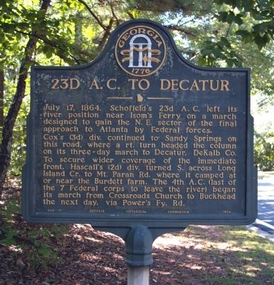23d A.C. to Decatur Marker image. Click for full size.