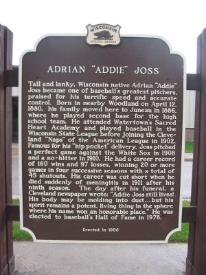 Adrian "Addie" Joss Marker image. Click for full size.