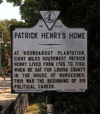 Patrick Henry's Home Marker image. Click for full size.
