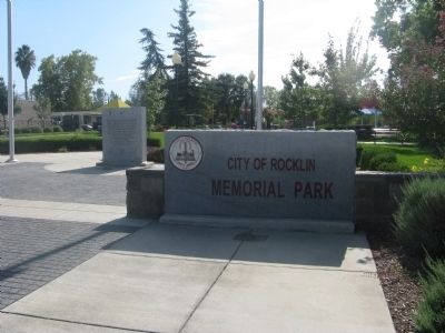 Entrance to the City of Rocklin Memorial Park. Click for full size. Entrance to the City of Rocklin Memorial Park image. Click for full size.