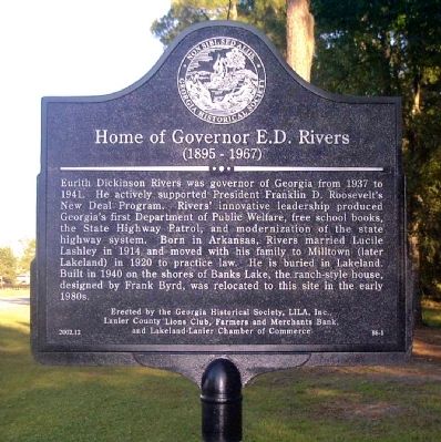 Home of Governor E. D. Rivers Marker image. Click for full size.
