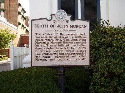 Death of John Morgan Marker. Click for full size. Death of John Morgan Marker image. Click for full size.