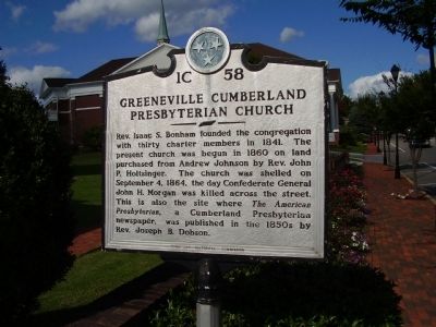 Greeneville Cumberland Presbyterian Church Marker image. Click for full size.