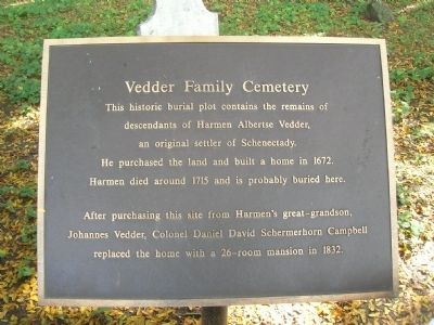 Vedder Family Cemetery Marker. Click for full size. Vedder Family Cemetery Marker image. Click for full size.