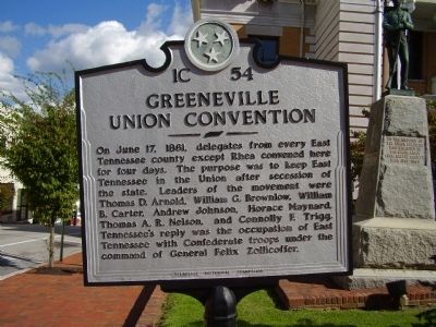 Greeneville Union Convention Marker. Click for full size. Greeneville Union Convention Marker image. Click for full size.