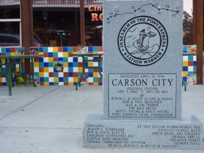 Carson City Nevada Pony Express Station Marker. Click for full size. Carson City Nevada Pony Express Station Marker image. Click for full size.