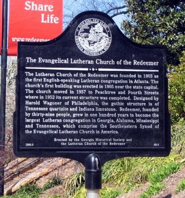 The Evangelical Lutheran Church of the Redeemer Marker image. Click for full size.