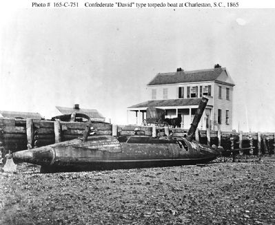 Photo # 165-C-  751 Confederate "David" type torpedo boat Charleston, SC, 1865 image. Click for full size.