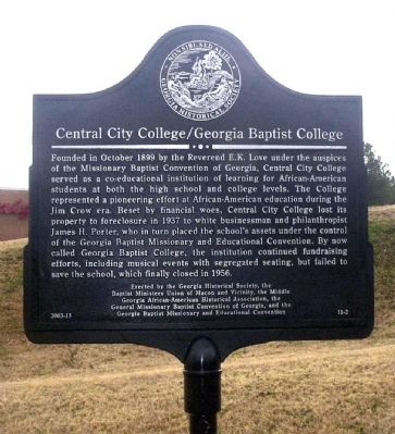 Central City College/Georgia Baptist College Marker image. Click for full size.