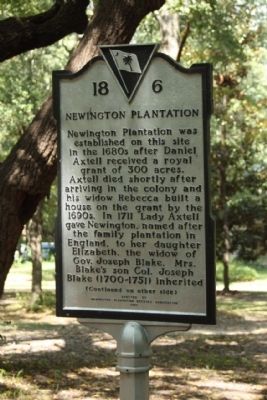 Newington Plantation Marker. Click for full size. Newington Plantation Marker image. Click for full size.