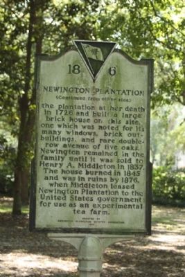 Newington Plantation Marker reverse side image. Click for full size.
