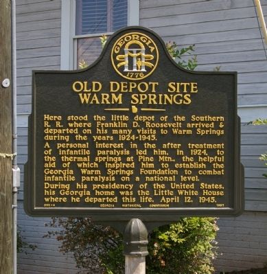 Old Depot Site Warm Springs Marker image. Click for full size.