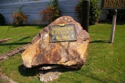 Plaque on Boulder at Warm Springs Depot image. Click for full size.