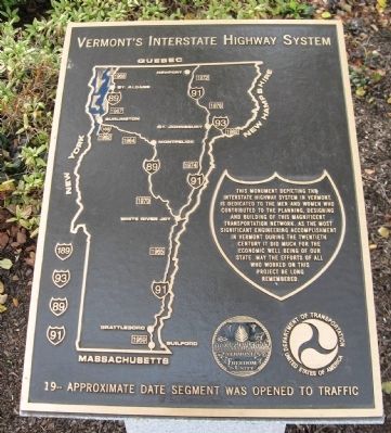 Vermont�s Interstate Highway System Marker image. Click for full size.
