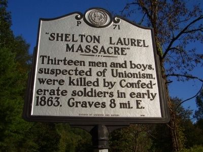 " Shelton Laurel Massacre " Marker image. Click for full size.