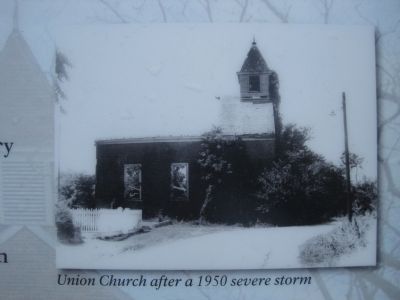 Union Church after a 1950 severe storm image. Click for full size.