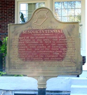 Hall County Sesquicentennial Marker. Click for full size. Hall County Sesquicentennial Marker image. Click for full size.