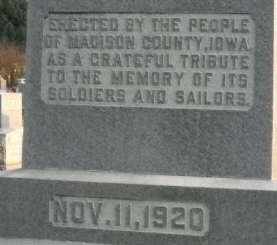 Winterset World War I Memorial Marker. Click for full size. Winterset World War I Memorial Marker image. Click for full size.