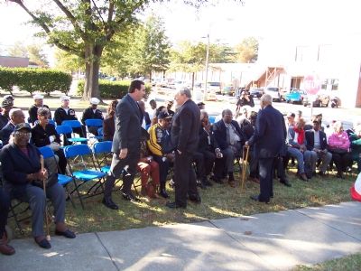 Veteran messmen, their families and supporters at marker dedication. image. Click for full size.
