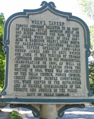 Wren's Tavern Marker. Click for full size. Wren's Tavern Marker image. Click for full size.
