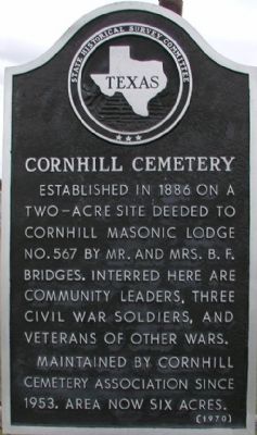 Cornhill Cemetery Marker. Click for full size. Cornhill Cemetery Marker image. Click for full size.