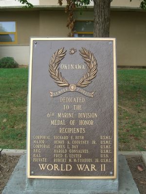 6th Marine Division Medal of Honor Recipients Marker. Click for full size. 6th Marine Division Medal of Honor Recipients Marker image. Click for full size.