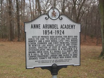 Anne Arundel Academy Marker. Click for full size. Anne Arundel Academy Marker image. Click for full size.
