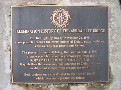 Illumination History of the Aerial Lift Bridge Marker. Click for full size. Illumination History of the Aerial Lift Bridge Marker image. Click for full size.