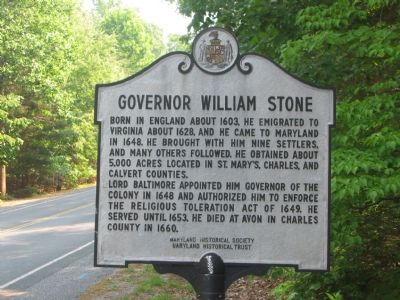 Governor William Stone Marker image. Click for full size.
