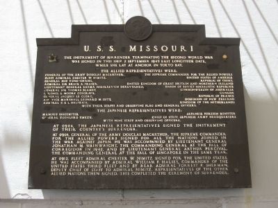 U. S. S. Missouri Marker image. Click for full size.