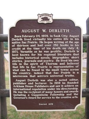 August W. Derleth Marker image. Click for full size.