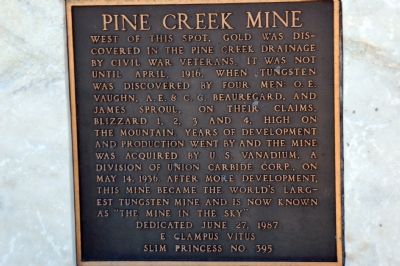 Pine Creek Mine Marker image. Click for full size.