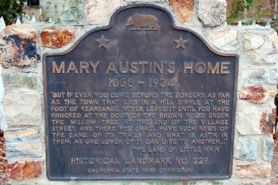 Mary Austins Home Marker image. Click for full size.