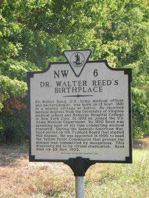Dr. Walter Reed's Birthplace Marker image. Click for full size.