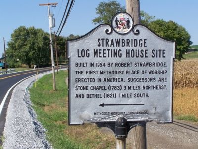 Strawbridge Log Meeting House Site Marker image. Click for full size.