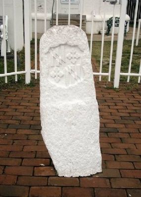 The Calverts' coat of arms on the south side of the stone. image. Click for full size.