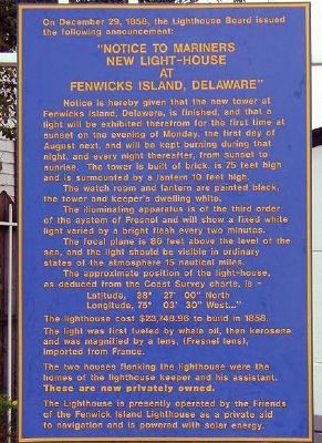 Fenwick Island Lighthouse Marker. Click for full size. Fenwick Island Lighthouse Marker image. Click for full size.