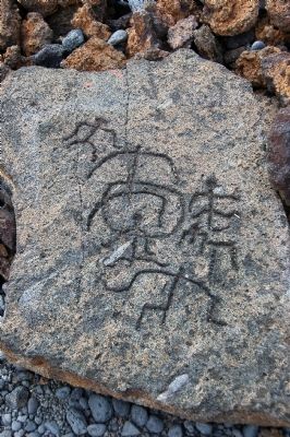 Petroglyphs beside the trail image. Click for full size.