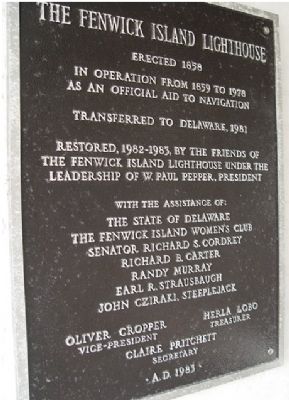 Fenwick Island Lighthouse Marker. Click for full size. Fenwick Island Lighthouse Marker image. Click for full size.