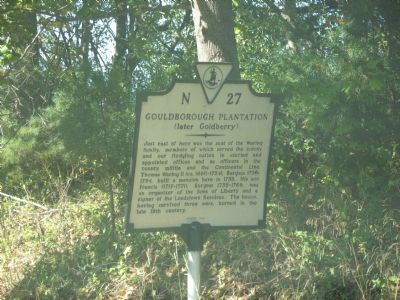 Gouldborough Plantation (later Goldberry) Marker image. Click for full size.