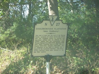 Gouldborough Plantation (later Goldberry) Marker. Click for full size. Gouldborough Plantation (later Goldberry) Marker image. Click for full size.