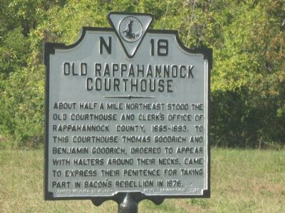 Old Rappahannock Courthouse Marker. Click for full size. Old Rappahannock Courthouse Marker image. Click for full size.