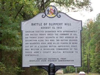 Battle of Slippery Hill August 13, 1813 Marker image. Click for full size.