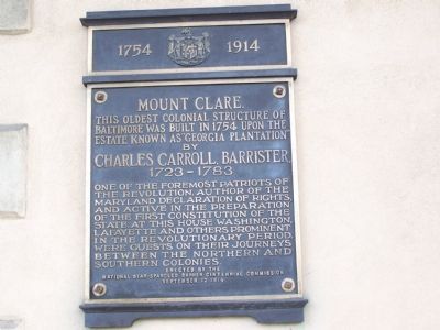 Mt. Clare 1754 - 1914 Marker image. Click for full size.